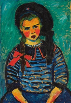  Ribbon Painting - GIRL WITH RED RIBBON Alexej von Jawlensky